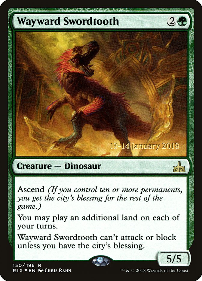 Wayward Swordtooth [Rivals of Ixalan Prerelease Promos] | Devastation Store