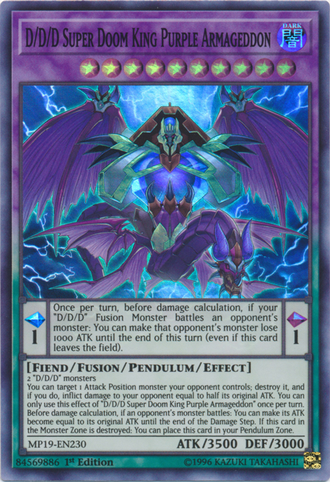 D/D/D Super Doom King Purple Armageddon [MP19-EN230] Super Rare | Devastation Store