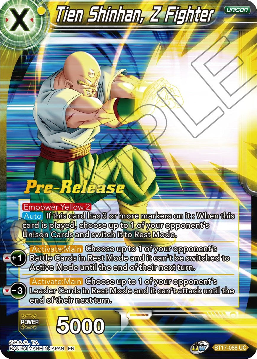 Tien Shinhan, Z Fighter (BT17-088) [Ultimate Squad Prerelease Promos] | Devastation Store