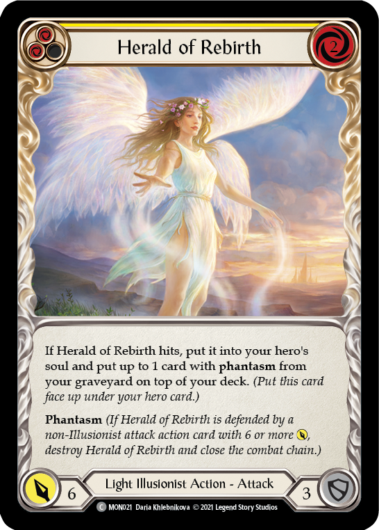 Herald of Rebirth (Yellow) (Rainbow Foil) [MON021-RF] 1st Edition Rainbow Foil - Devastation Store | Devastation Store