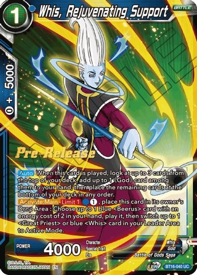 Whis, Rejuvenating Support (BT16-040) [Realm of the Gods Prerelease Promos] | Devastation Store
