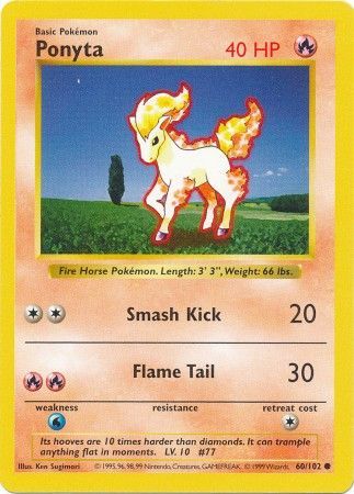 Ponyta (60/102) [Base Set Shadowless Unlimited] | Devastation Store