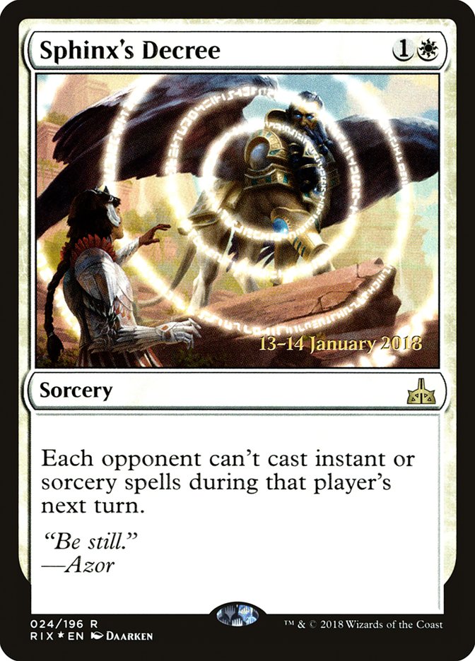 Sphinx's Decree [Rivals of Ixalan Prerelease Promos] - Devastation Store | Devastation Store