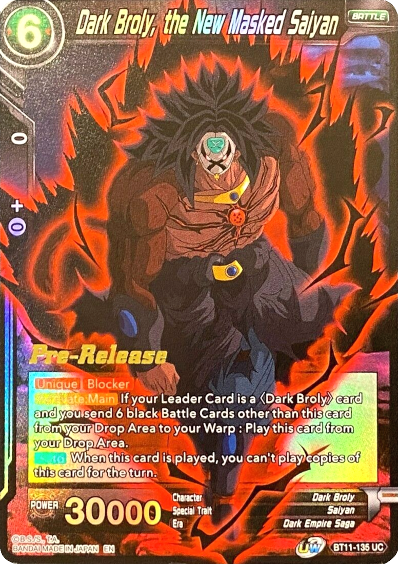 Dark Broly, the New Masked Saiyan (BT11-135) [Vermilion Bloodline Prerelease Promos] | Devastation Store