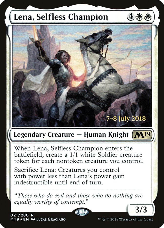 Lena, Selfless Champion  [Core Set 2019 Prerelease Promos] - Devastation Store | Devastation Store