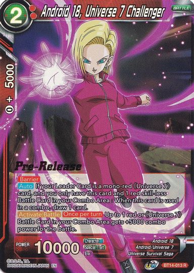 Android 18, Universe 7 Challenger (BT14-013) [Cross Spirits Prerelease Promos] | Devastation Store