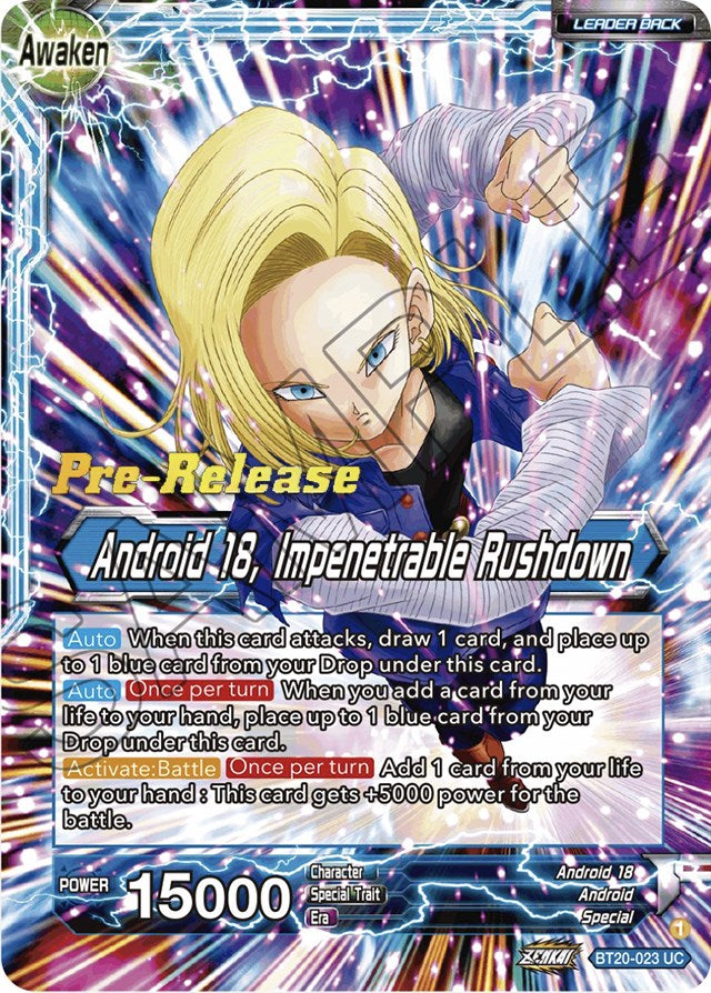 Android 18 // Android 18, Impenetrable Rushdown (BT20-023) [Power Absorbed Prerelease Promos] | Devastation Store