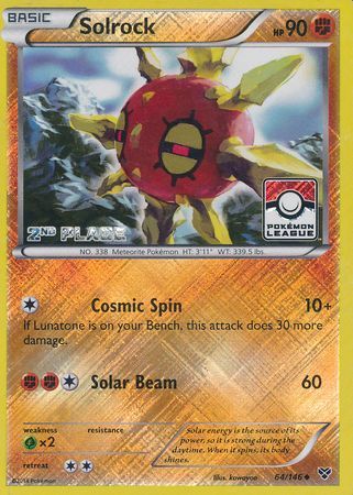 Solrock (64/146) (2nd Place League Challenge Promo) [XY: Base Set] | Devastation Store