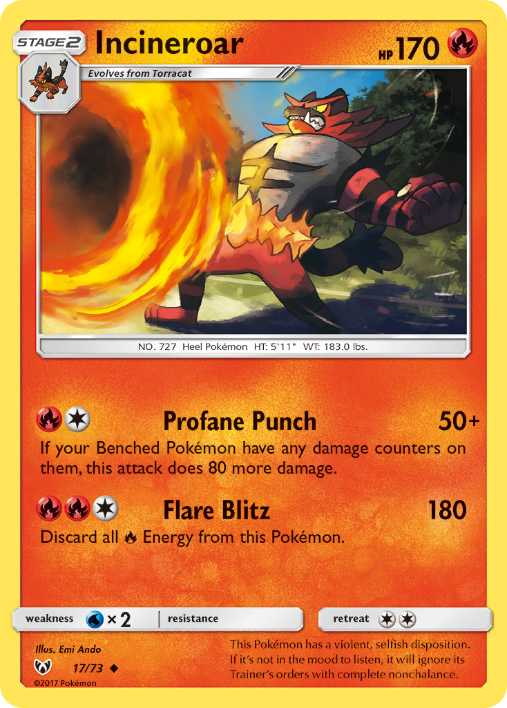 Incineroar (17/73) [Sun & Moon: Shining Legends] | Devastation Store