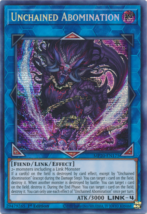 Unchained Abomination [MP20-EN175] Prismatic Secret Rare | Devastation Store