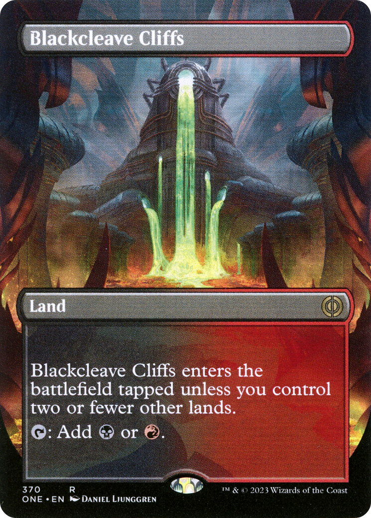 Blackcleave Cliffs (Borderless Alternate Art) [Phyrexia: All Will Be One] | Devastation Store