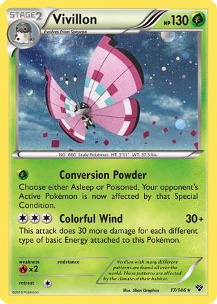 Vivillon (17/146) (Meadow Form/Pink Wings) (Cosmos Holo) [XY: Base Set] | Devastation Store