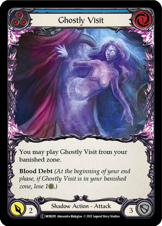 Ghostly Visit (Blue) (Rainbow Foil) [U-MON205-RF] Unlimited Edition Rainbow Foil | Devastation Store