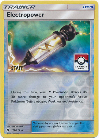 Electropower (172/214) (League Promo Staff) [Sun & Moon: Lost Thunder] | Devastation Store