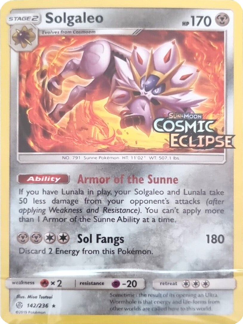 Solgaleo (142/236) (Cosmic Eclipse Stamped) [Sun & Moon: Cosmic Eclipse] | Devastation Store