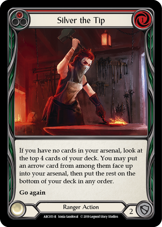 Silver the Tip (Red) [ARC051-R] 1st Edition Rainbow Foil - Devastation Store | Devastation Store