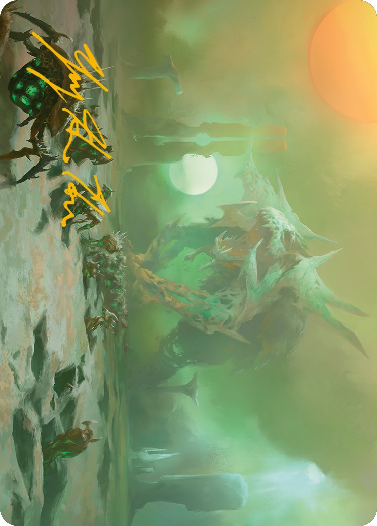 Green Sun's Twilight Art Card (Gold-Stamped Signature) [Phyrexia: All Will Be One Art Series] | Devastation Store