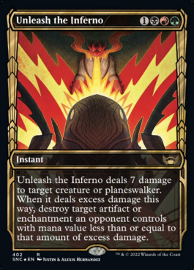 Unleash the Inferno (Showcase Golden Age Gilded Foil) [Streets of New Capenna] | Devastation Store