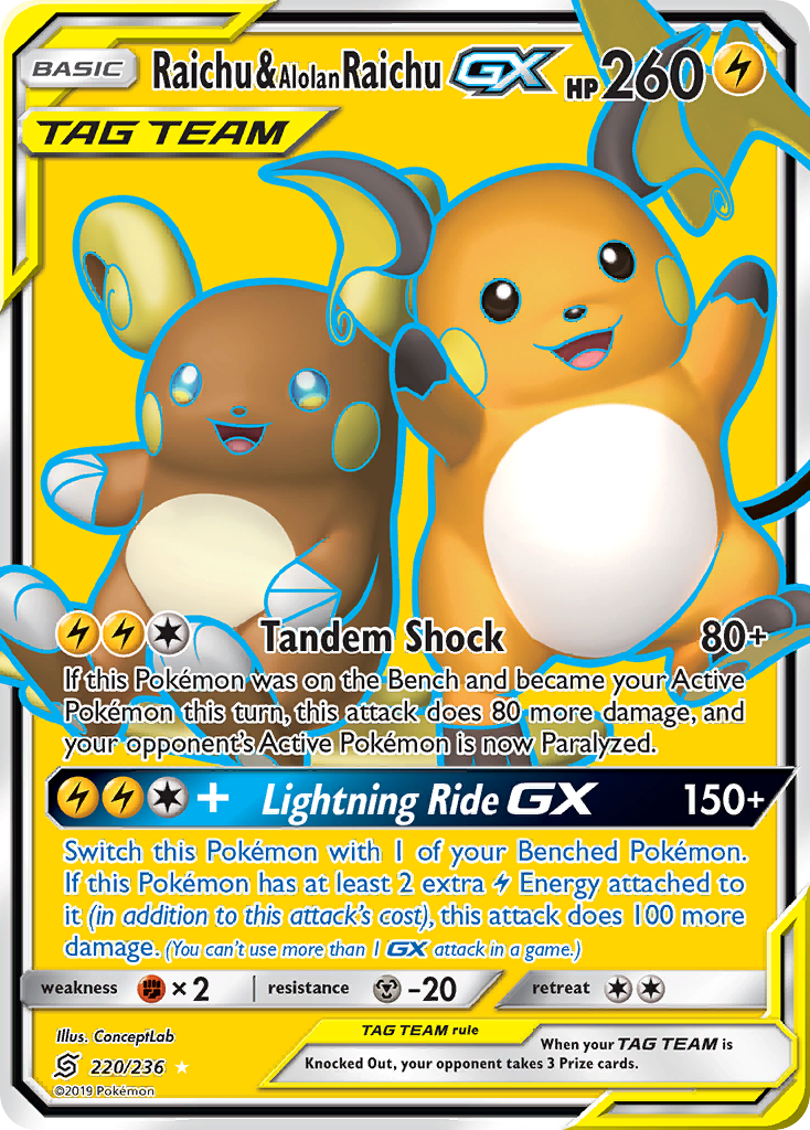 Raichu & Alolan Raichu GX (220/236) [Sun & Moon: Unified Minds] | Devastation Store