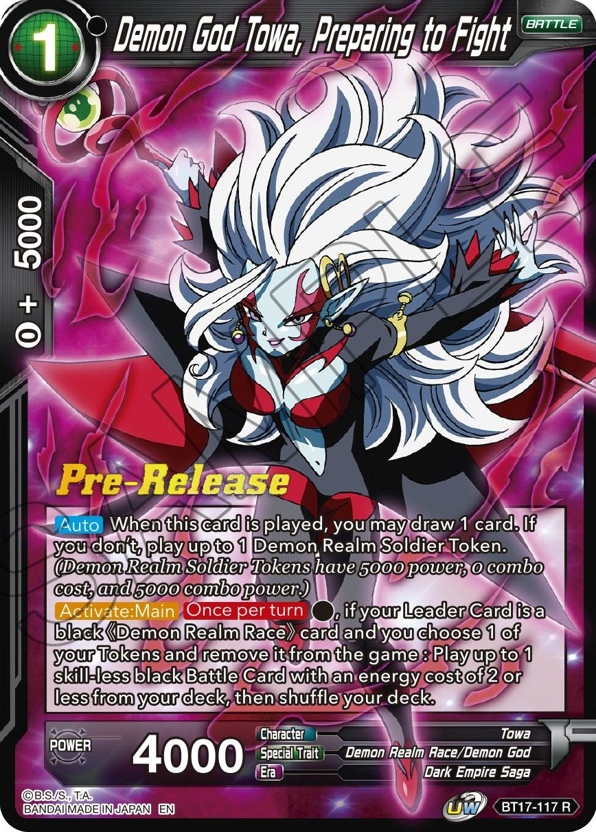 Demon God Towa, Preparing to Fight (BT17-117) [Ultimate Squad Prerelease Promos] | Devastation Store