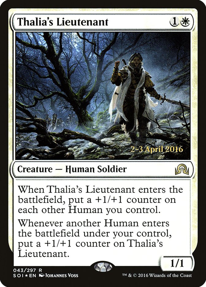 Thalia's Lieutenant [Shadows over Innistrad Prerelease Promos] - Devastation Store | Devastation Store