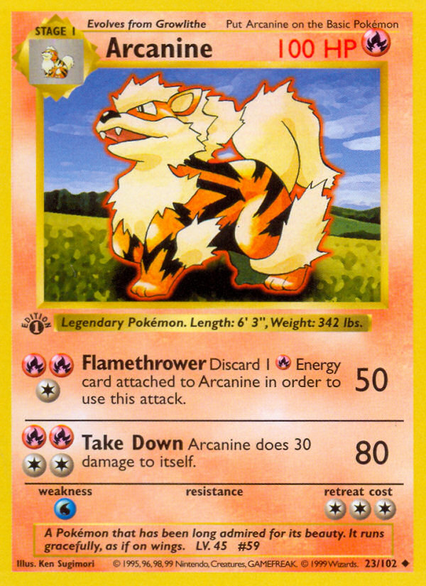 Arcanine (23/102) (Shadowless) [Base Set 1st Edition] | Devastation Store