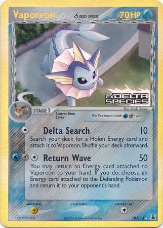 Vaporeon (18/113) (Delta Species) (Stamped) [EX: Delta Species] | Devastation Store