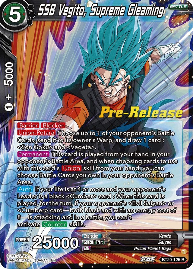 SSB Vegito, Supreme Gleaming (BT20-125) [Power Absorbed Prerelease Promos] | Devastation Store