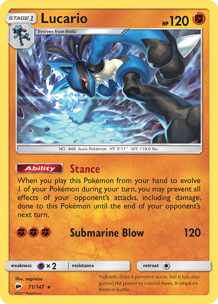 Lucario (71/147) (Theme Deck Exclusive) [Sun & Moon: Burning Shadows] | Devastation Store