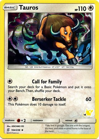 Tauros (164/236) (Pikachu Stamp #14) [Battle Academy 2020] | Devastation Store