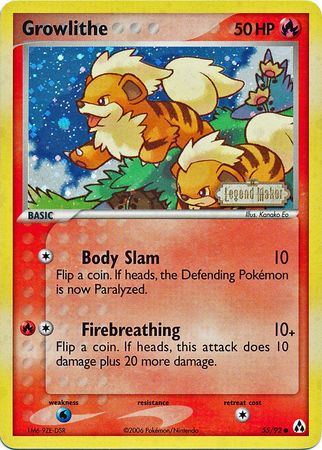 Growlithe (55/92) (Stamped) [EX: Legend Maker] | Devastation Store