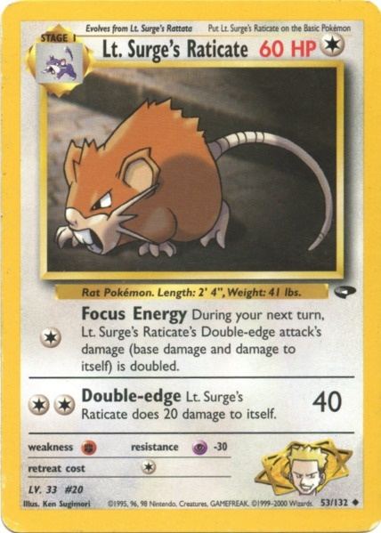 Lt. Surge's Raticate (53/132) [Gym Challenge Unlimited] | Devastation Store