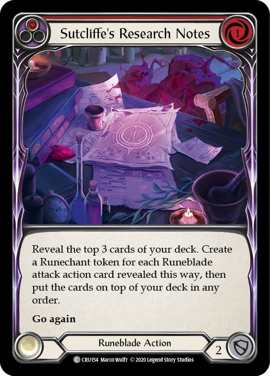 Sutcliffe's Research Notes (Red) [CRU154] 1st Edition Rainbow Foil - Devastation Store | Devastation Store