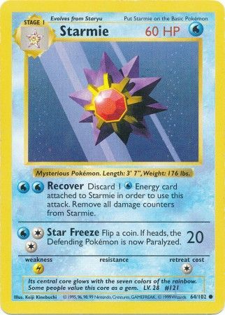 Starmie (64/102) [Base Set Shadowless Unlimited] | Devastation Store