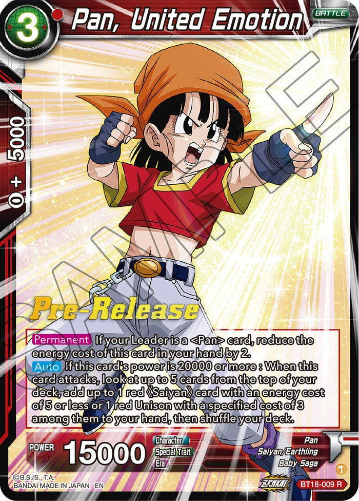 Pan, United Emotion (BT18-009) [Dawn of the Z-Legends Prerelease Promos] | Devastation Store