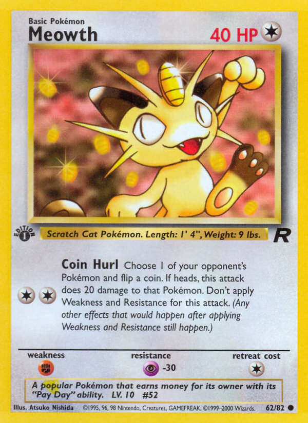 Meowth (62/82) [Team Rocket 1st Edition] | Devastation Store