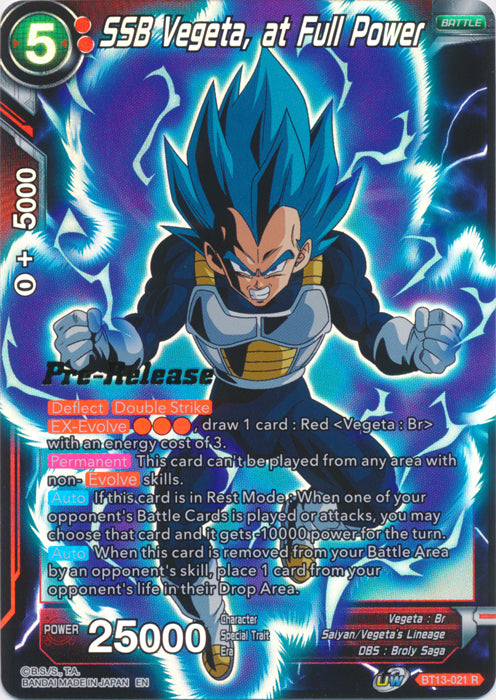 SSB Vegeta, at Full Power (BT13-021) [Supreme Rivalry Prerelease Promos] | Devastation Store