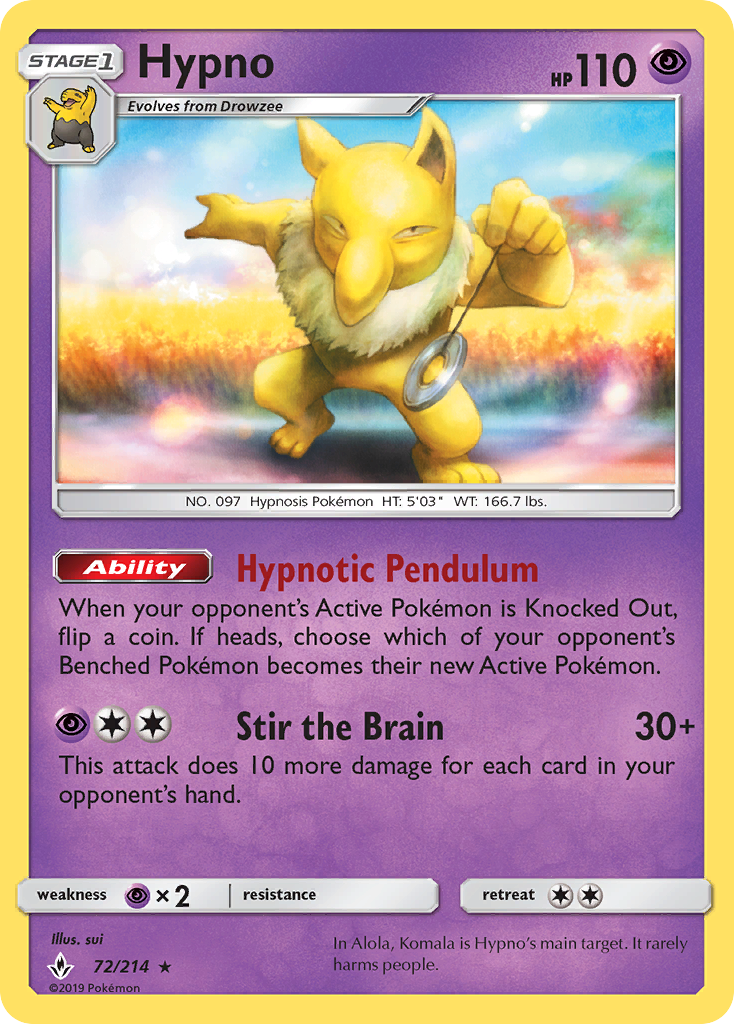 Hypno (72/214) [Sun & Moon: Unbroken Bonds] | Devastation Store