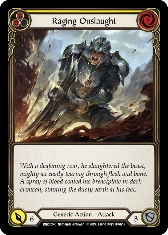 Raging Onslaught (Yellow) [RNR020-C] (Rhinar Hero Deck)  1st Edition Normal | Devastation Store