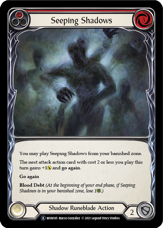 Seeping Shadows (Red) (Rainbow Foil) [U-MON165-RF] Unlimited Edition Rainbow Foil | Devastation Store