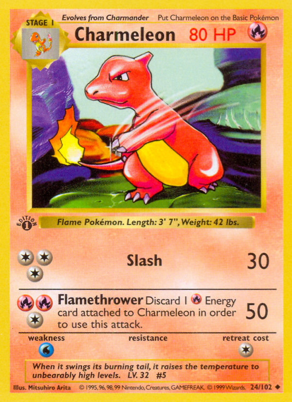 Charmeleon (24/102) (Shadowless) [Base Set 1st Edition] | Devastation Store