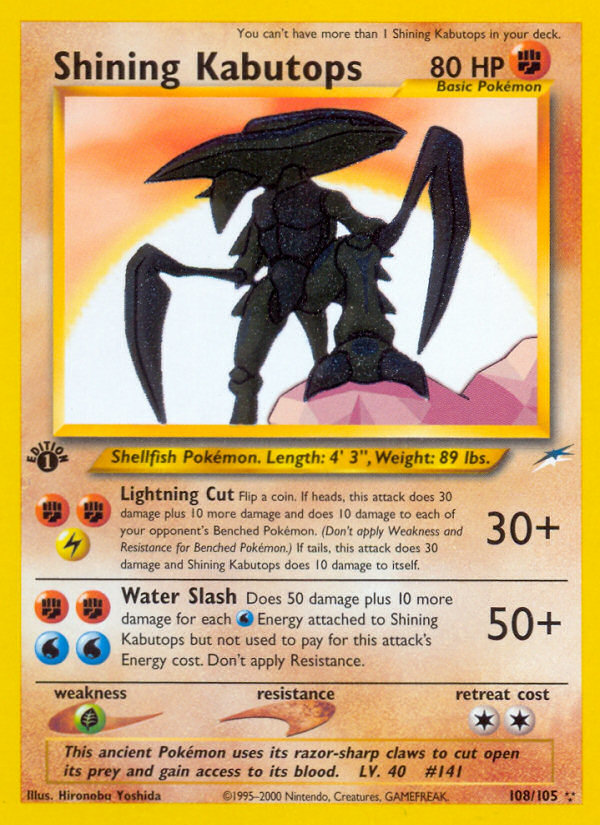 Shining Kabutops (108/105) [Neo Destiny 1st Edition] | Devastation Store