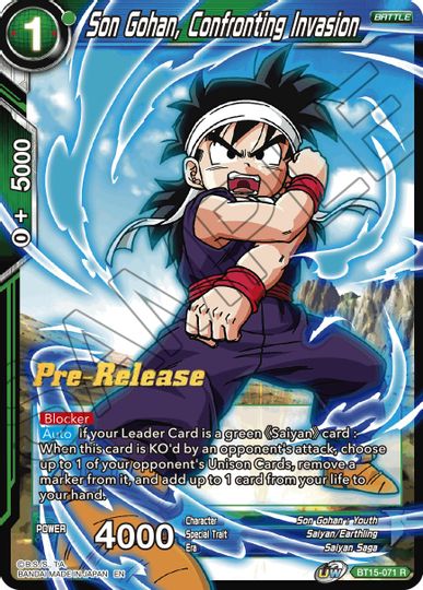 Son Gohan, Confronting Invasion (BT15-071) [Saiyan Showdown Prerelease Promos] | Devastation Store