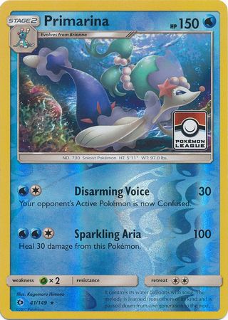 Primarina (41/149) (League Promo) [Sun & Moon: Base Set] | Devastation Store