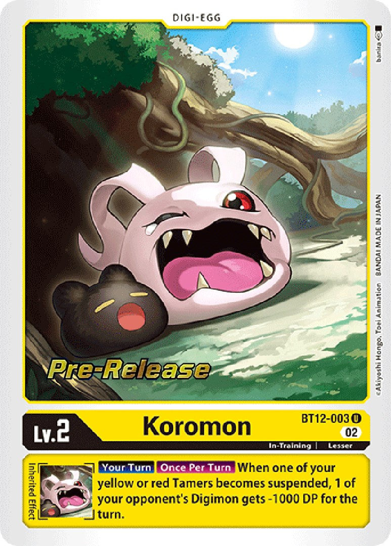 Koromon [BT12-003] [Across Time Pre-Release Cards] | Devastation Store