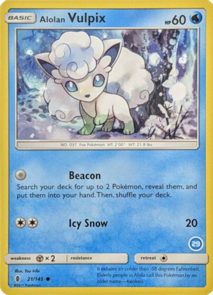 Alolan Vulpix (21/145) (Deck Exclusive #29) [Sun & Moon: Trainer Kit - Alolan Ninetales] | Devastation Store