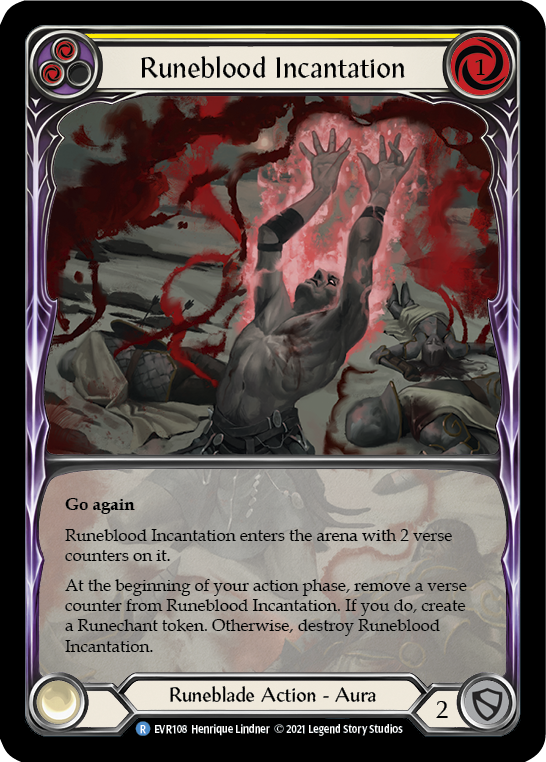 Runeblood Incantation (Yellow) [EVR108] (Everfest)  1st Edition Extended Art Rainbow Foil | Devastation Store