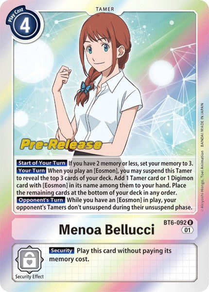 Menoa Bellucci [BT6-092] [Double Diamond Pre-Release Cards] | Devastation Store