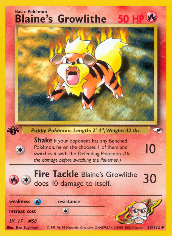 Blaine's Growlithe (35/132) [Gym Heroes 1st Edition] | Devastation Store