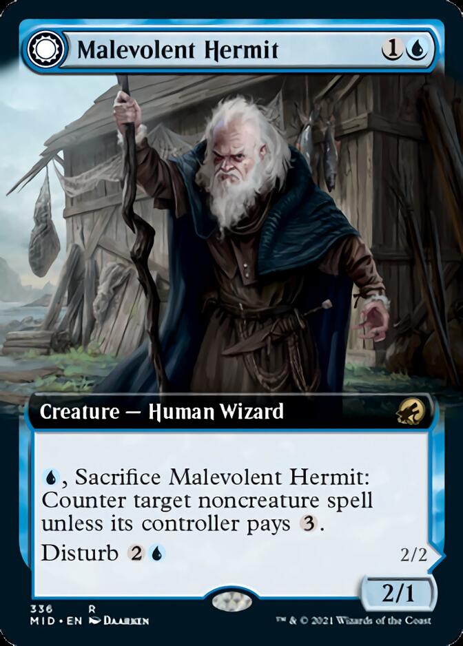 Malevolent Hermit // Benevolent Geist (Extended) [Innistrad: Midnight Hunt] | Devastation Store